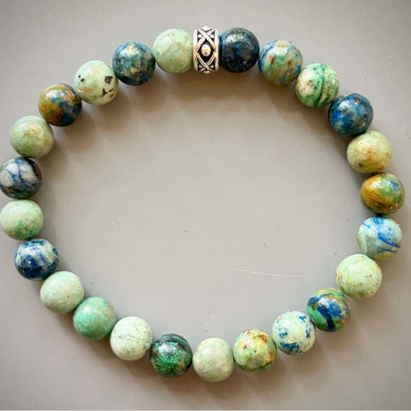 Natural Blue Green Quantum Quattro Handcrafted Bead Bracelet - Picture 2 of 4